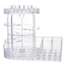 2 in 1 Clear Makeup Organizer Holder 360 Rotating Cosmetic Organizer Storage Box