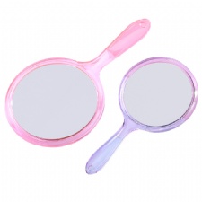 Plastic Double Side Round Shape Handheld Mirror Cosmetic Makeup Mirror