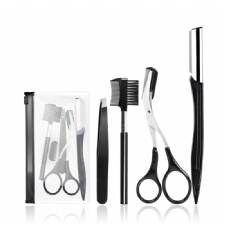 4 in 1 Cheap Eyebrow Trimmer Kit with Tweezers Scissors Knife Brush Makeup Tools for Eyebrow Trimming