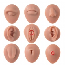 Silicone Model Tattoo Puncture Practice Simulation Human Body Part Eye Ear Tongue Nose Mouth Navel Silicone Piercing Model