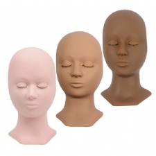 Silicone Practice Head Removable Eyelids Mannequin Head for Eyelash Extension Training Beginners