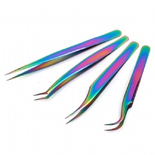 Professional Makeup Beauty Grafting Tools Stainless Steel Lashes Extension Tweezer Rainbow Eyelash Tweezers