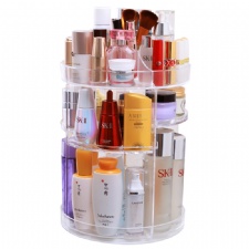 Transparent 360 Degree Rotating Adjustable Cosmetic Storage Display Case Clear Makeup Organizer