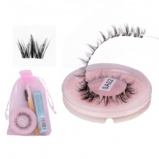 DIY Single Cluster Individual Silk Fan Eyelashes Training Kit for Starter DIY Lashes Extension with Glue Tweezers Brush