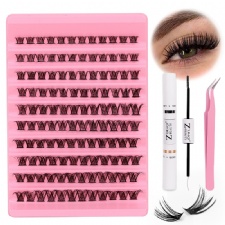 DIY Cluster Eyelash Extension Segmented Lashes 10 Rows Volume Natural Dense Eyelashes Kit